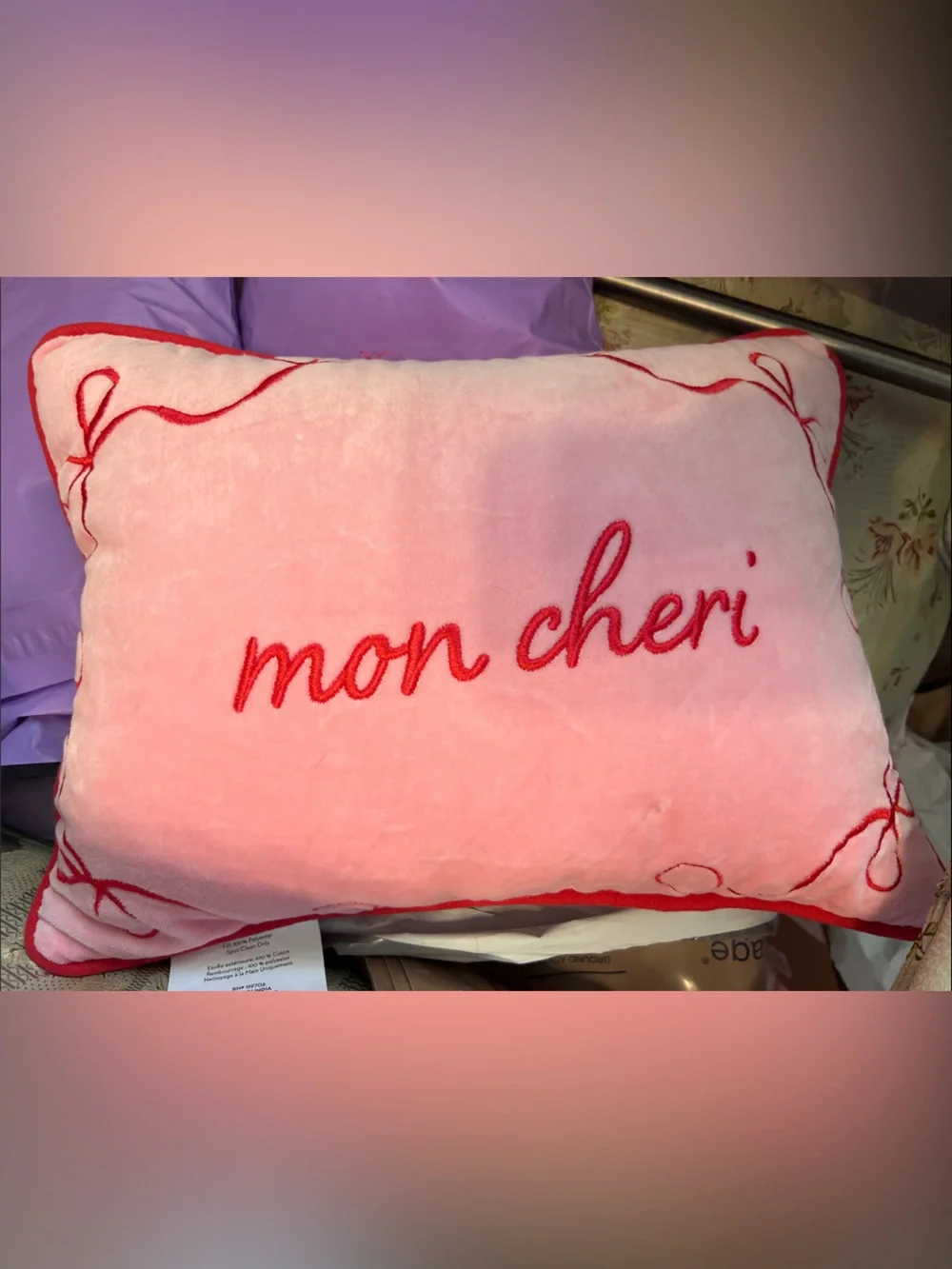Mom Cheri Pink Decorative Holiday Pillow by Homegoods